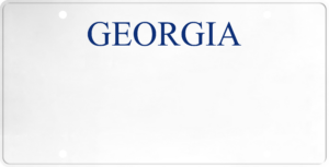 USA license plate Georgia blue text