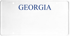 USA license plate Georgia blue text