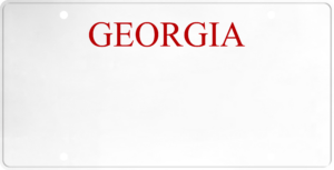 USA license plate Georgia red text