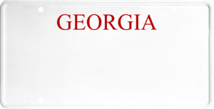 USA license plate Georgia red text