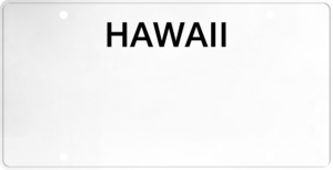 USA license plate Hawaii black text
