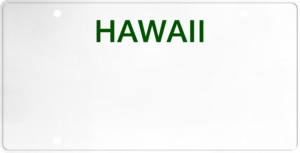 USA license plate Hawaii green text