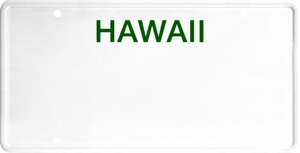 USA license plate Hawaii green text