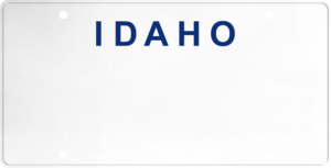 USA license plate Idaho blue text