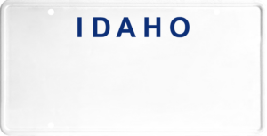 USA license plate Idaho blue text
