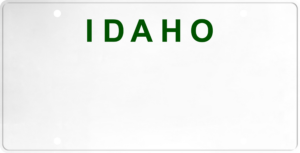 USA license plate Idaho green text