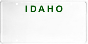 USA license plate Idaho green text