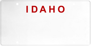 USA license plate Idaho redk text