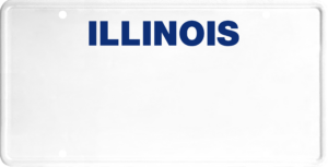 USA license plate Illinois blue text