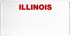 USA license plate Illinois red text
