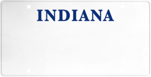USA license plate Indiana blue text