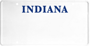 USA license plate Indiana blue text