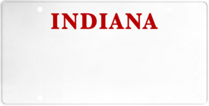 USA license plate Indiana red text