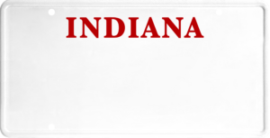 USA license plate Indiana red text