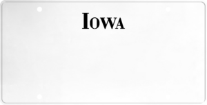 USA license plate Iowa black text