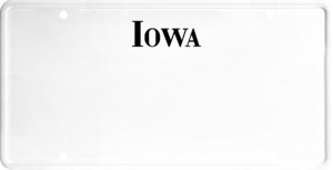 USA license plate Iowa black text