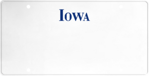 USA license plate Iowa blue text
