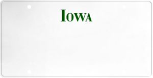 USA license plate Iowa green text