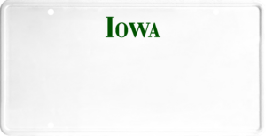 USA license plate Iowa green text