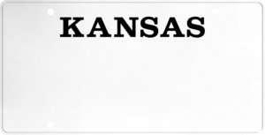 USA license plate Kansas black text