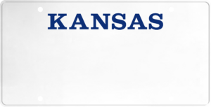 USA license plate Kansas blue text