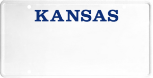 USA license plate Kansas blue text