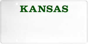 USA license plate Kansas green text