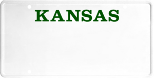 USA license plate Kansas green text