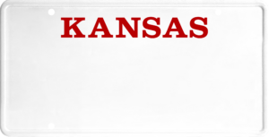 USA license plate Kansas red text