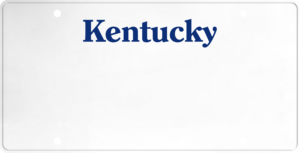 USA license plate Kentucky blue text