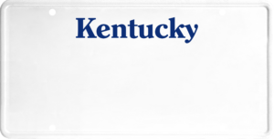 USA license plate Kentucky blue text