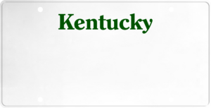 USA license plate Kentucky green text
