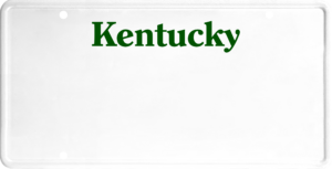 USA license plate Kentucky green text