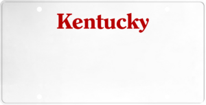USA license plate Kentucky red text