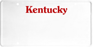 USA license plate Kentucky red text