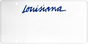USA license plate Louisiana blue text