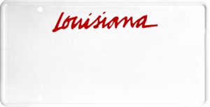 USA license plate Louisiana red text