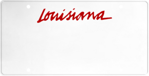 USA license plate Louisiana red text