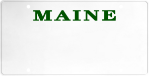 USA license plate Maine green text