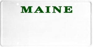 USA license plate Maine green text