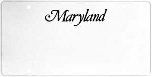 USA license plate Maryland black text