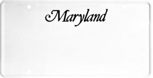 USA license plate Maryland black text