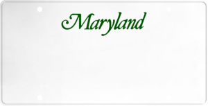 USA license plate Maryland green text