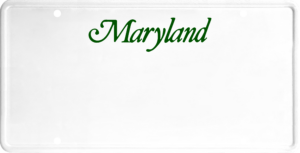 USA license plate Maryland green text
