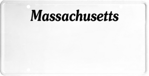 USA license plate Massachusetts black text