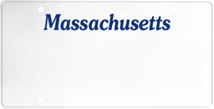 USA license plate Massachusetts blue text
