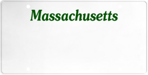 USA license plate Massachusetts green text