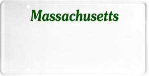USA license plate Massachusetts green text