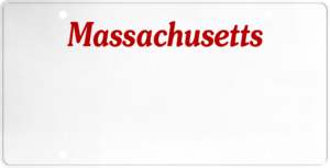USA license plate Massachusetts red text