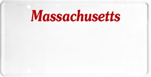 USA license plate Massachusetts red text
